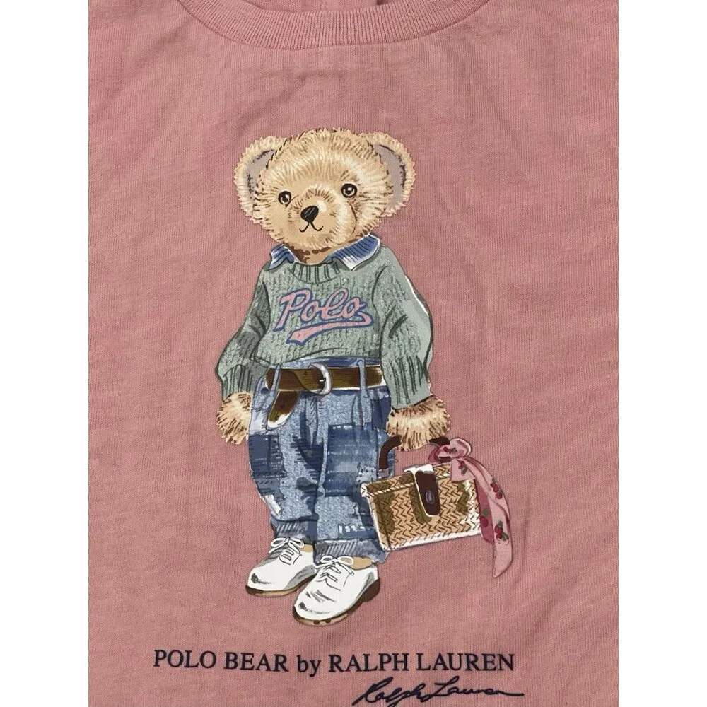 Ralph Lauren Shirt Girls Baby Size‎ 12 Months Polo Bear Pink Short Sleeve Preppy